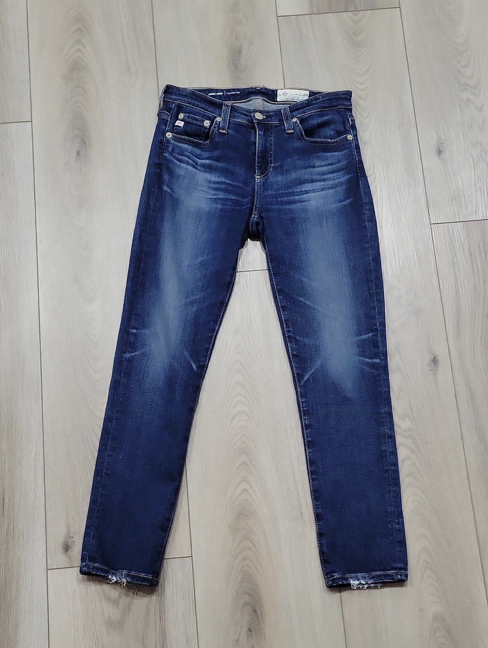AG Adriano Goldschmied Slim Indigo Prima Crop Blue Jeans